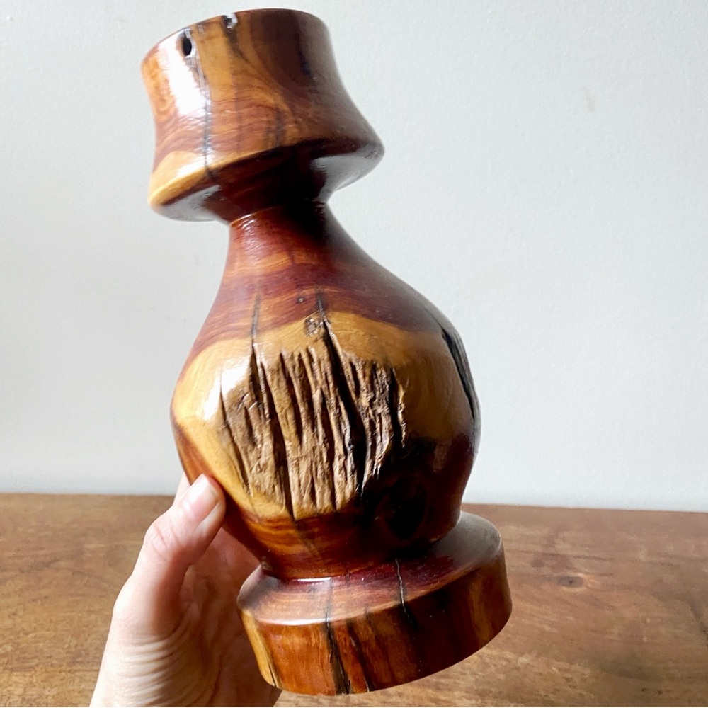 Handmade Wooden Candle Holder or Vase | Organic Live Edge Solid Wood Sculpture